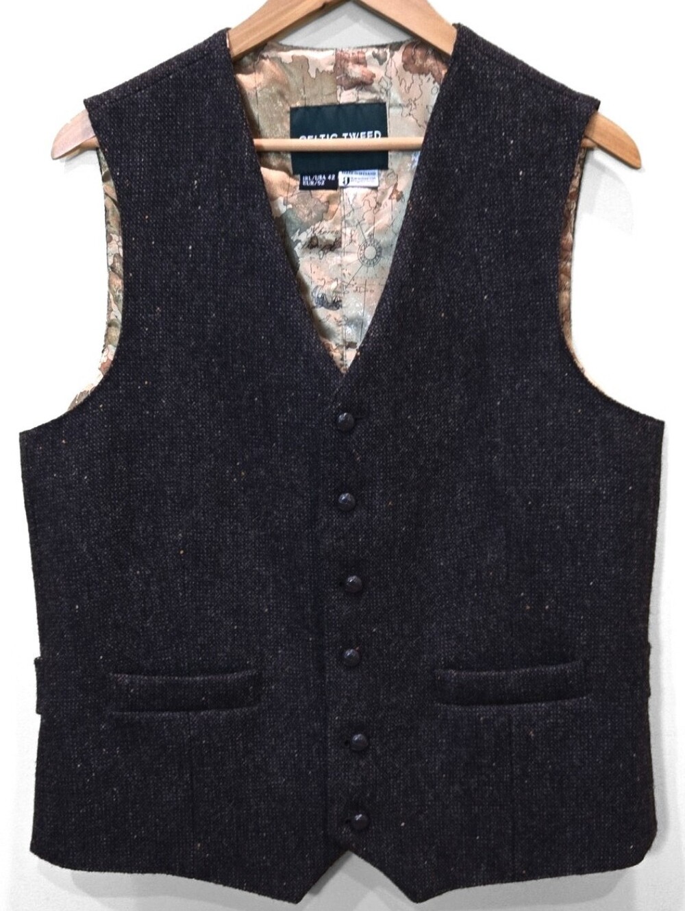 Celtic Tweed Irish Wool Tweed Waistcoat Vest Mens Size 42 Ireland Donegal Gray